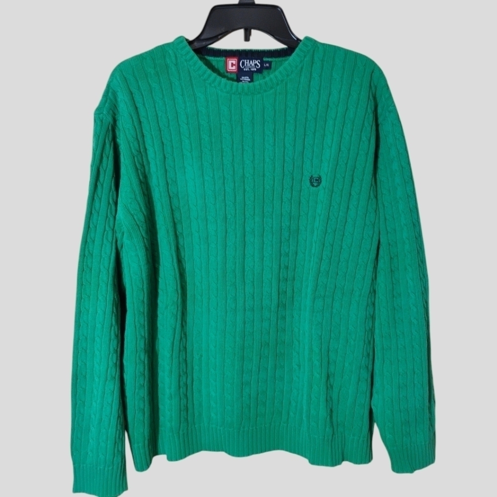 Chaps Ralph Lauren crewneck green golf sweater. Size large. C80​​​​​​